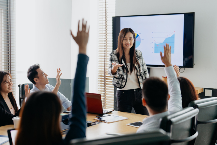 Business presentation in meeting room