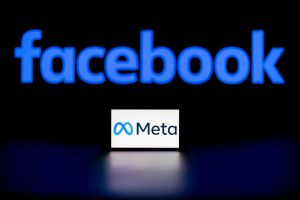 In this photo illustration, the Meta logo is seen displayed...