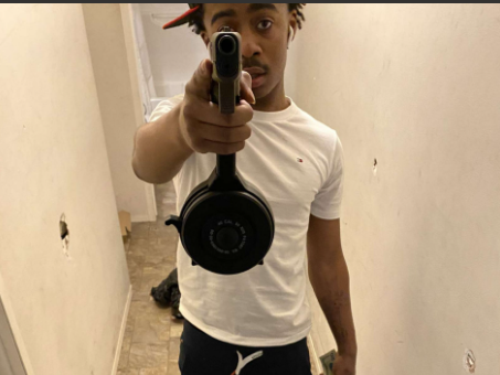 Morgan Pointing Gun at Camera on Instagram