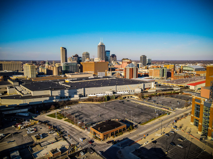 Bird's eye view of the stunning and scenic downtown Indianapolis, Indiana