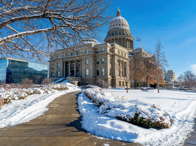 Winter at the Idaho State Capital grounds