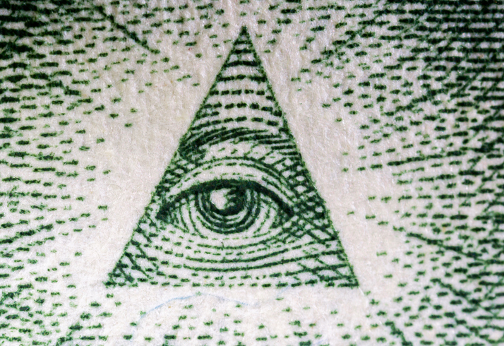 Eye on the back of a US one dollar bill.