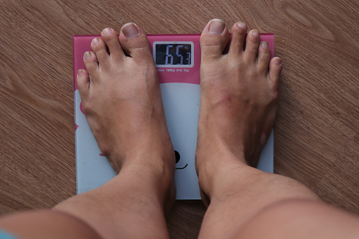 Top view picture of foot on body weight scale