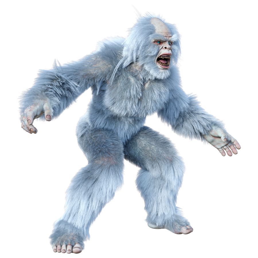 3D Rendering Yeti on White