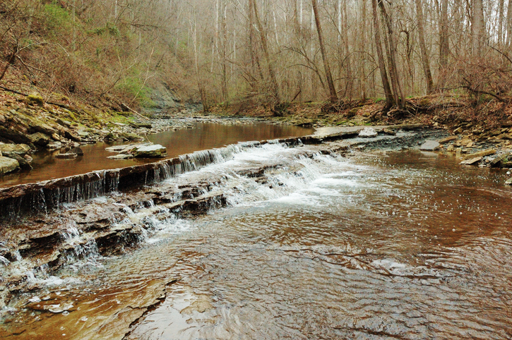 Waterfall in Clifty Falls State Park Hiking Trail Southern Indiana