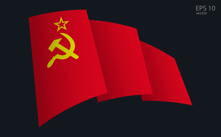 Waving Vector flag of Soviet Union. National flag waving symbol. Banner design element.