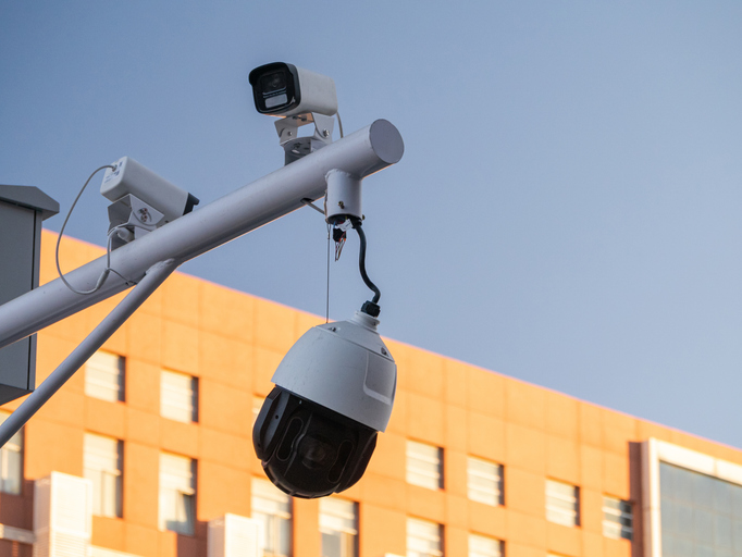 Damaged surveillance camera