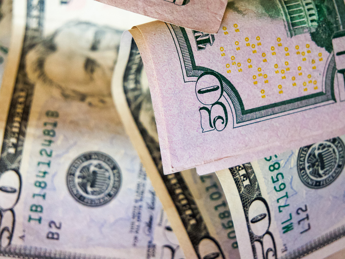 Crumpled Currency. A close-up of a crumpled $50 US dollar bill.
