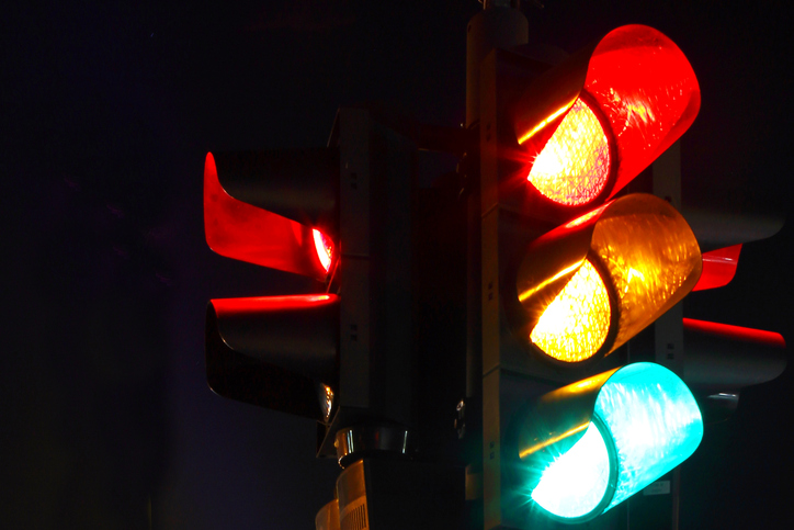 Traffic light at night