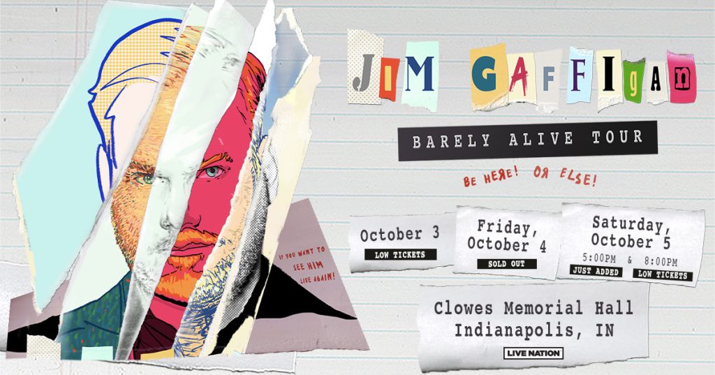 win tickets to a jim gaffigan show happening at clowes hall