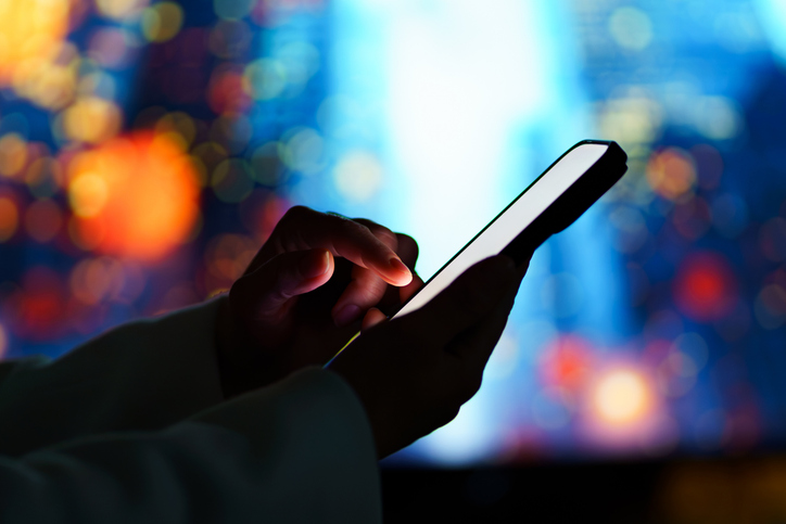 Hands using financial system apps