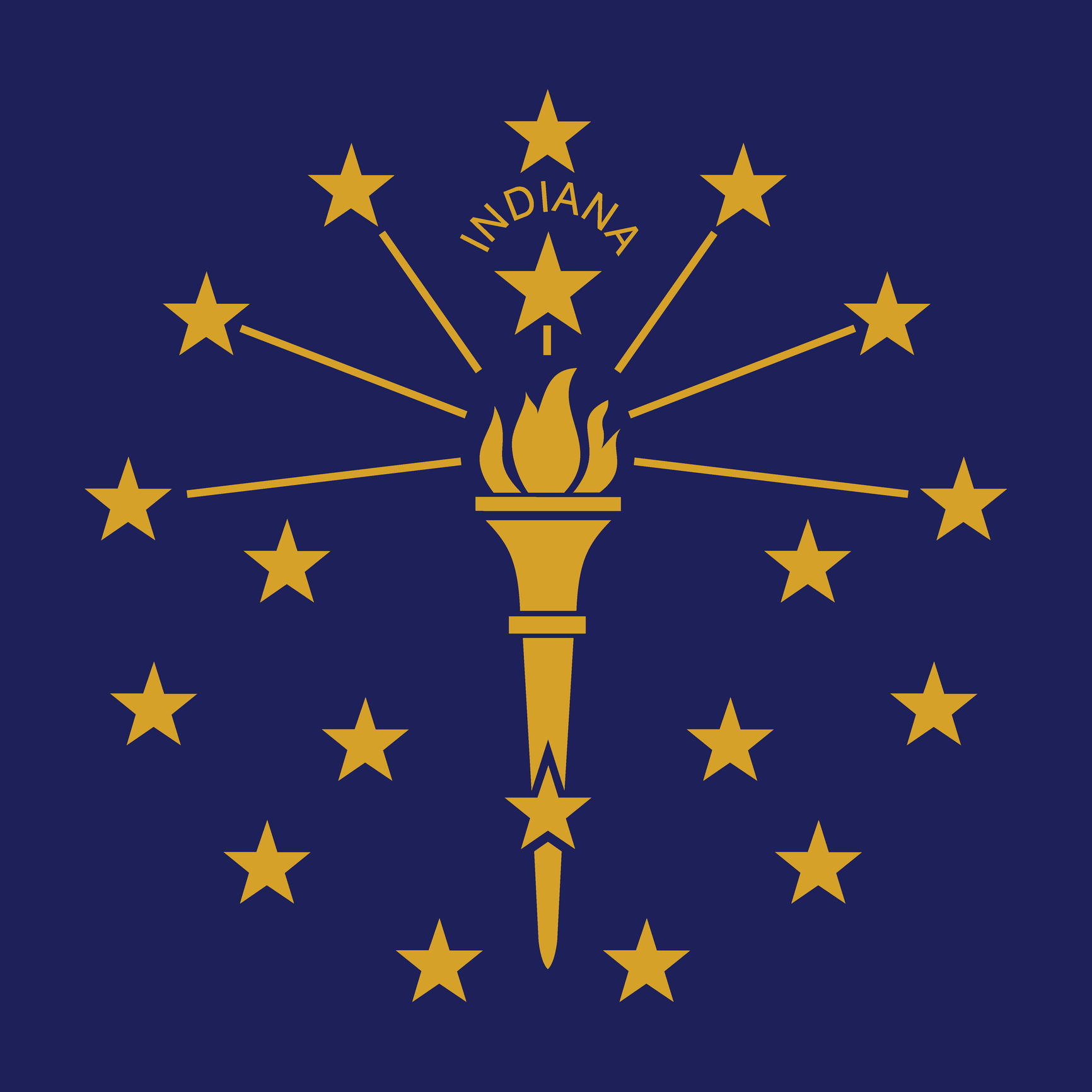 Flag of Indiana. Indiana square flag. Button logo icon. Standard color. Square icon logo. Computer illustration. Digital illustration. Vector illustration.