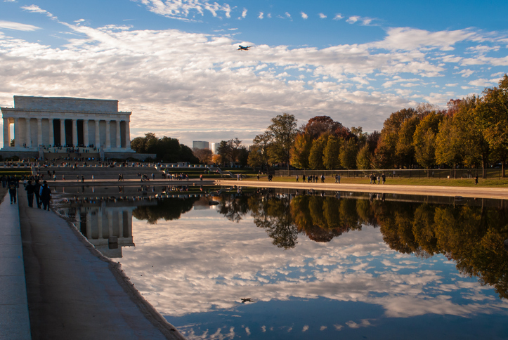 Lincoln Memorial reflection in the Reflecting Pool, National Mall, Washingon, DC