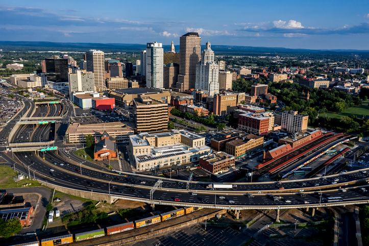Aerial view of Hartford, Connecticut