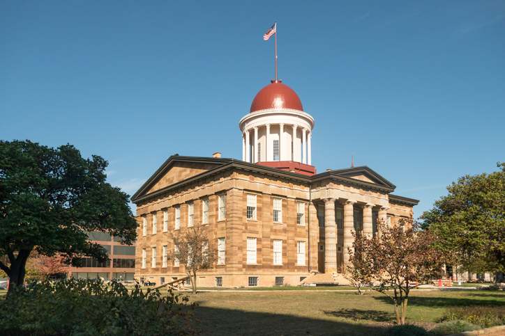 The Old Capital, Springfield, Illinois, in full sun and clear blue sky