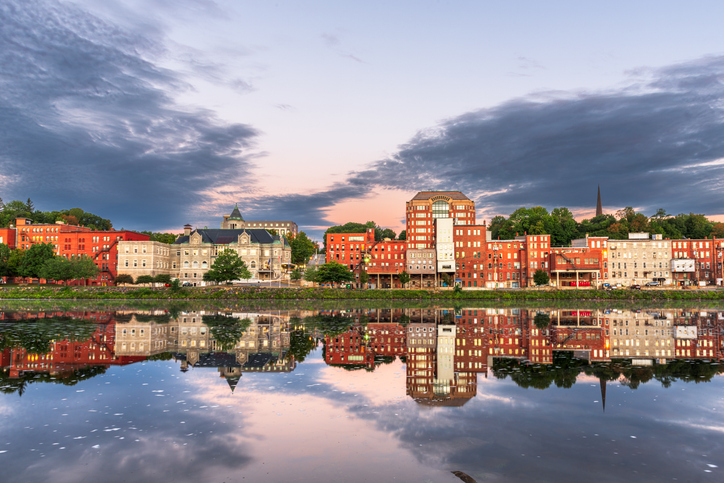 Augusta, Maine, USA Downtown skyline on the Kennebec River