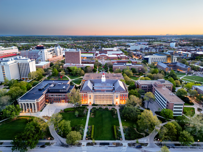 Lincoln, Nebraska, USA Cityscape and Campus