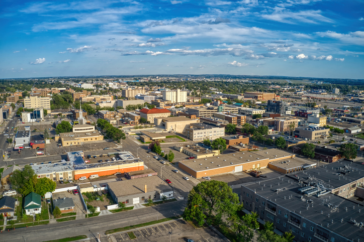 Aerial View of Bismark, North Dakota during Summer