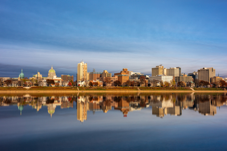 Harrisburg, Pennsylvania, USA Skyline on the Susquehanna River