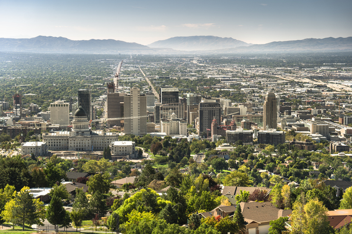 Salt Lake City Utah USA downtown city skyline view