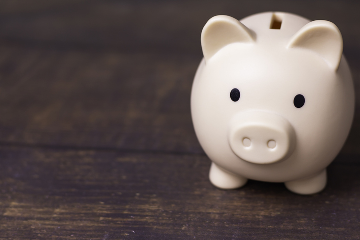 piggy bank on table background