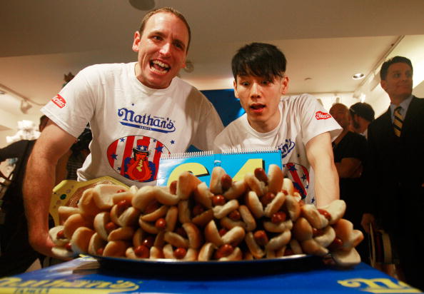 Nathan's Hot Dog Eating Contest Champions Attend Official Weigh-In