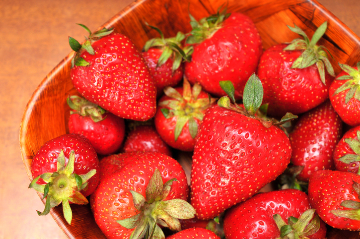 Close up of a fresh, tasty stawberries in a bowl