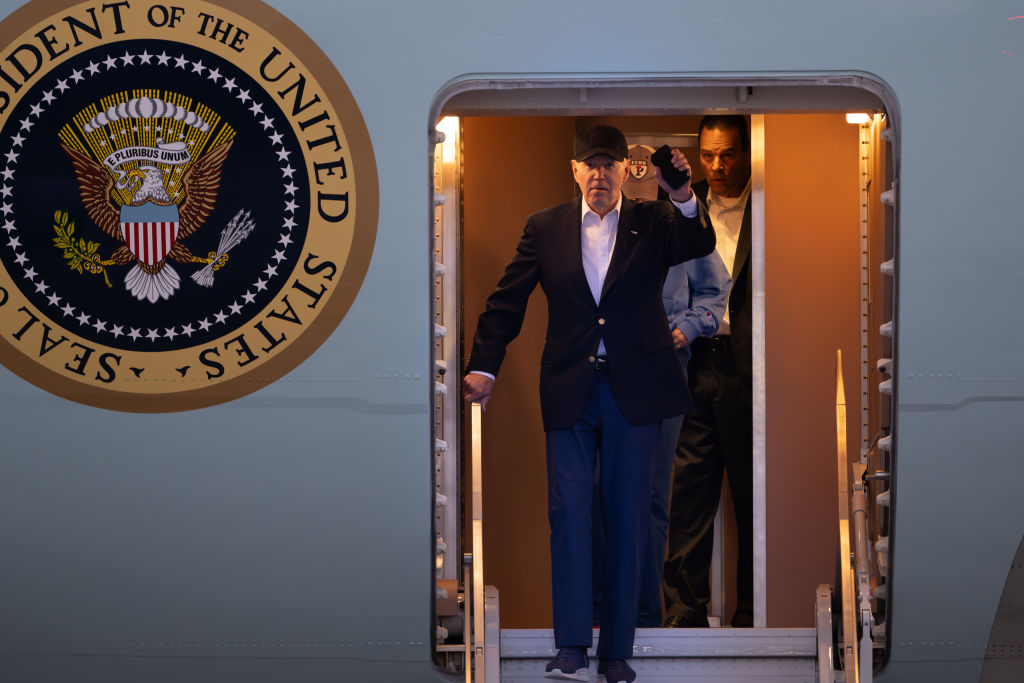 President Joe Biden arrives in Los Angeles