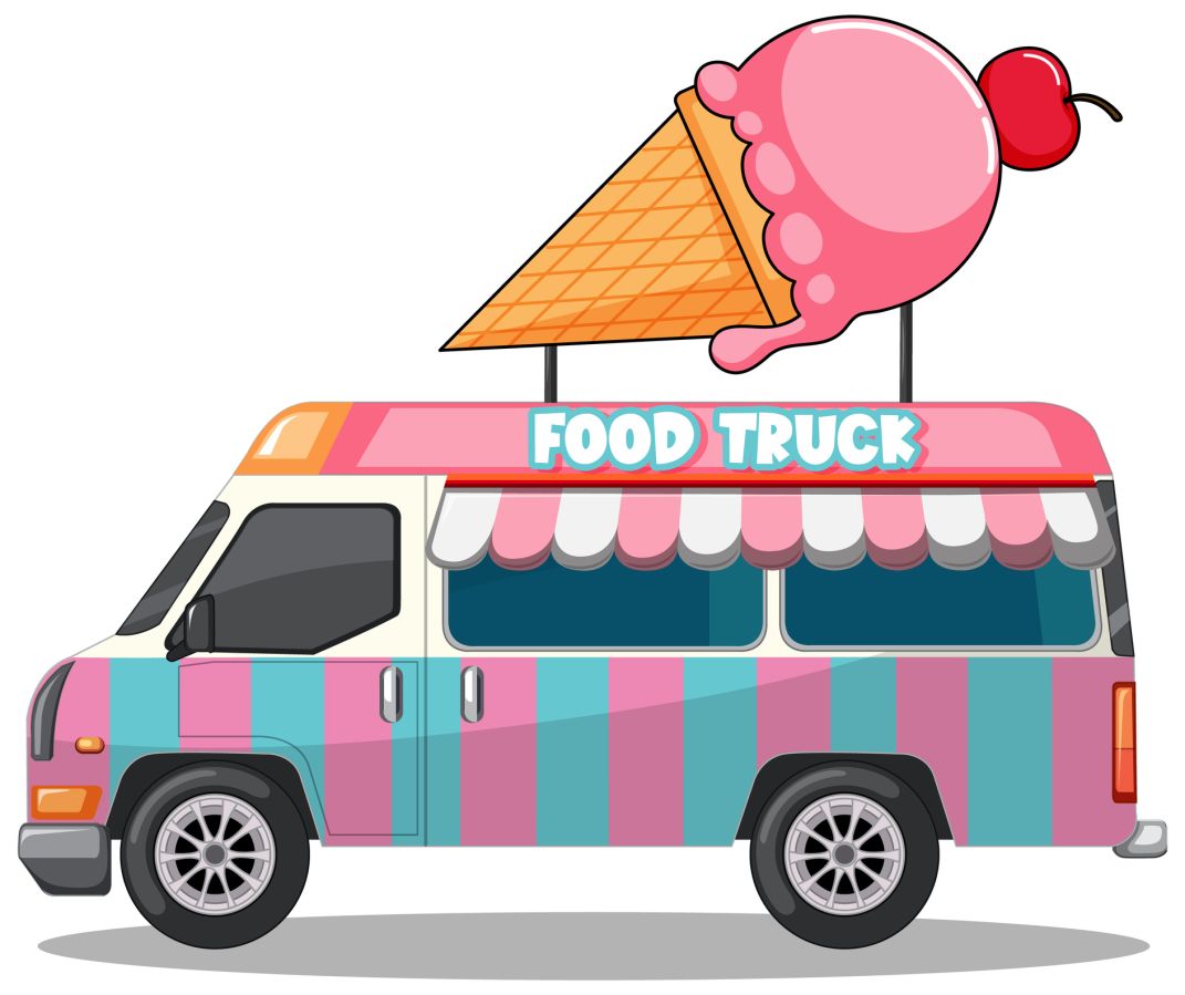 Food truck with giant ice cream cone