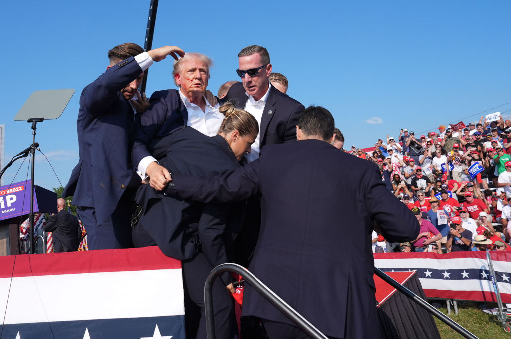 BUTLER, PENNSYLVANIA - July 13: Former president Donald Trump i
