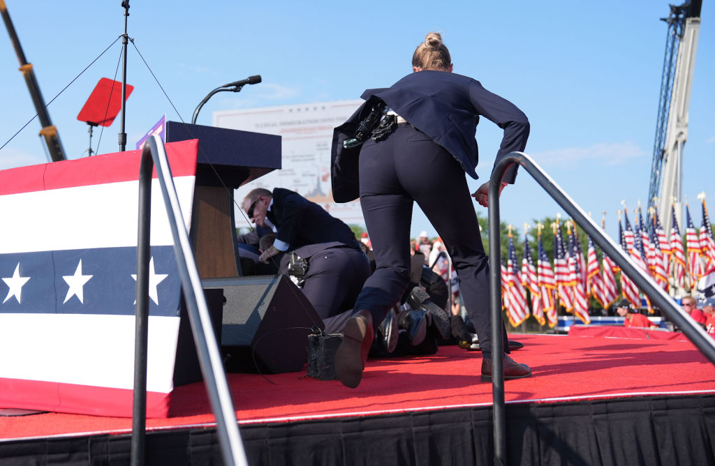 BUTLER, PENNSYLVANIA - July 13: Secret service agents approach