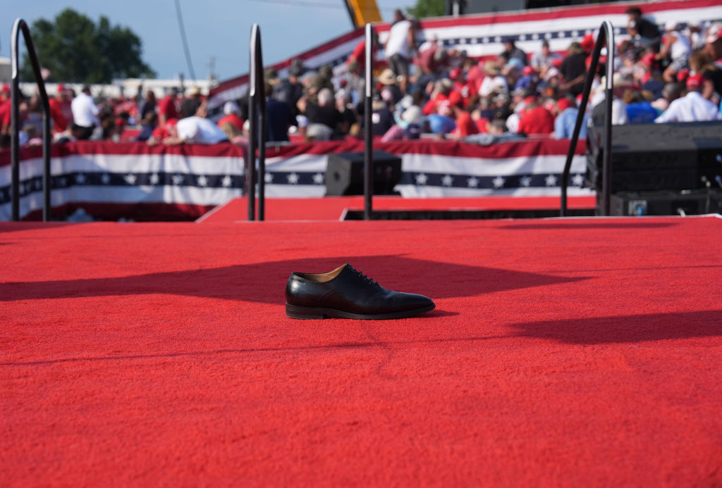 BUTLER, PENNSYLVANIA - July 13: A shoe is left on stage after a
