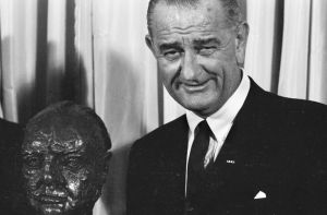 LBJ Accepts Churchill Bust At The White House 1965