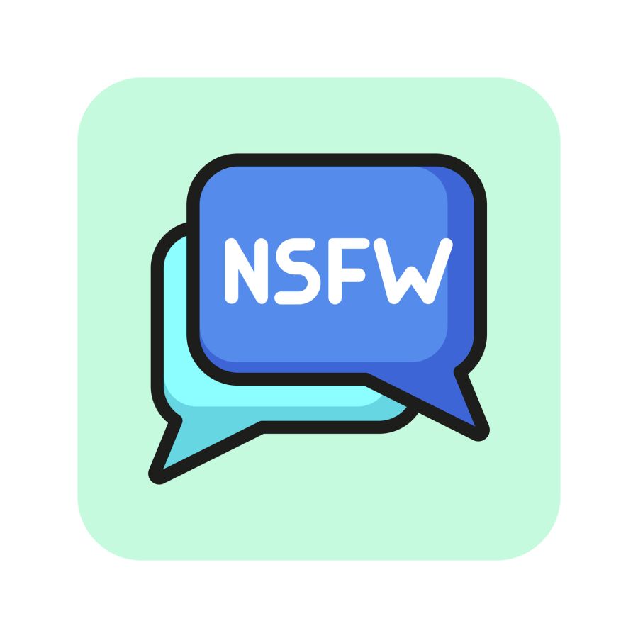 Dialog bubbles with NSFW anagram line icon