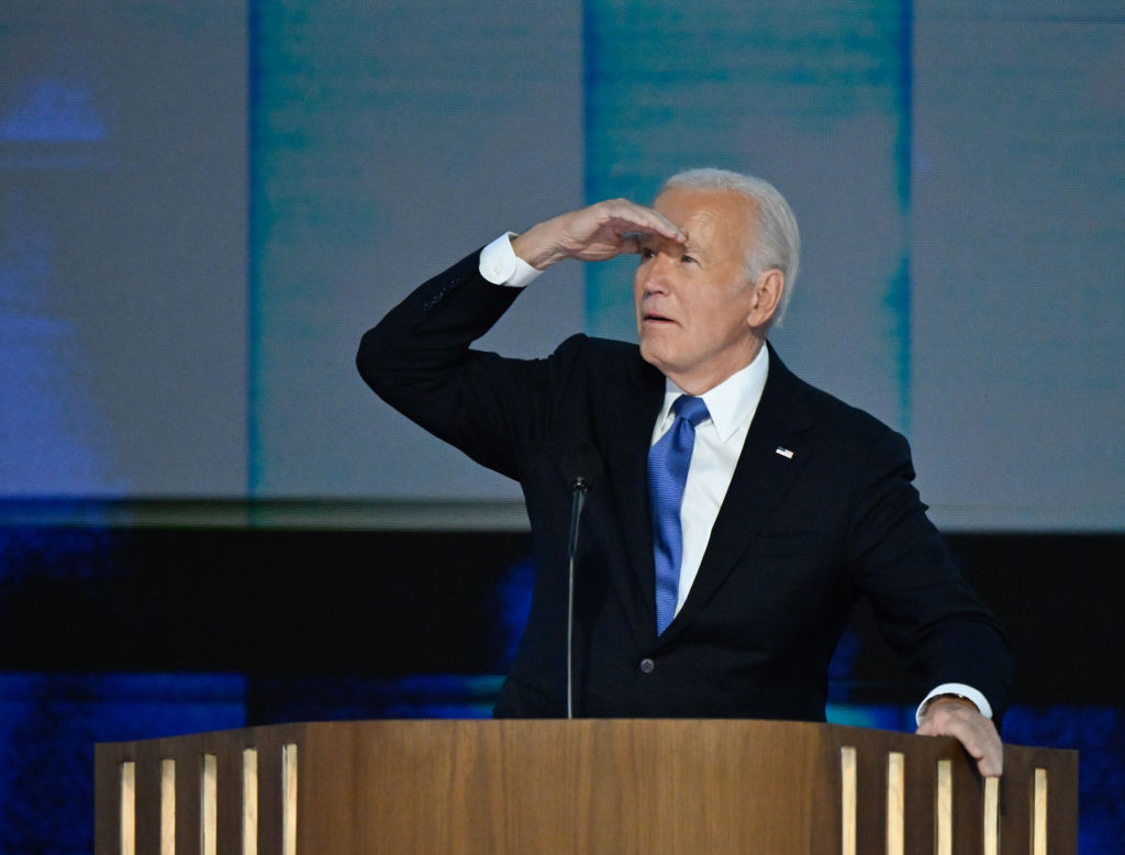 CHICAGO, ILLINOIS - August 19: President Joe Biden takes the st