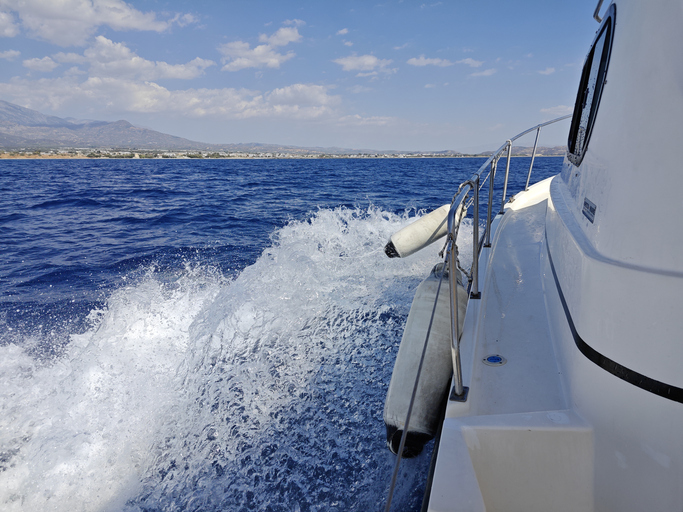 Motor boat trip in Crete, Greece