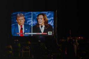 ABINGTON, PA - SEPT 10, 2024: Former president Donald Trump and