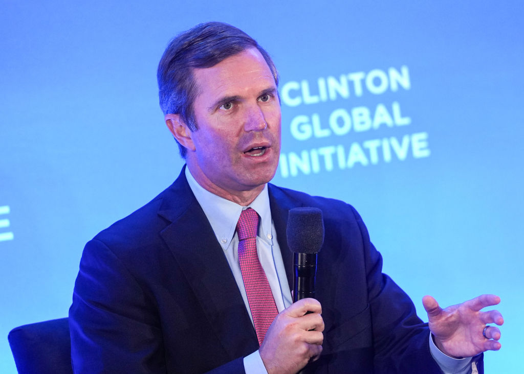 Kentucky Gov. Andy Beshear says that Kamala Harris answers questions and Trump only says "vote for me"