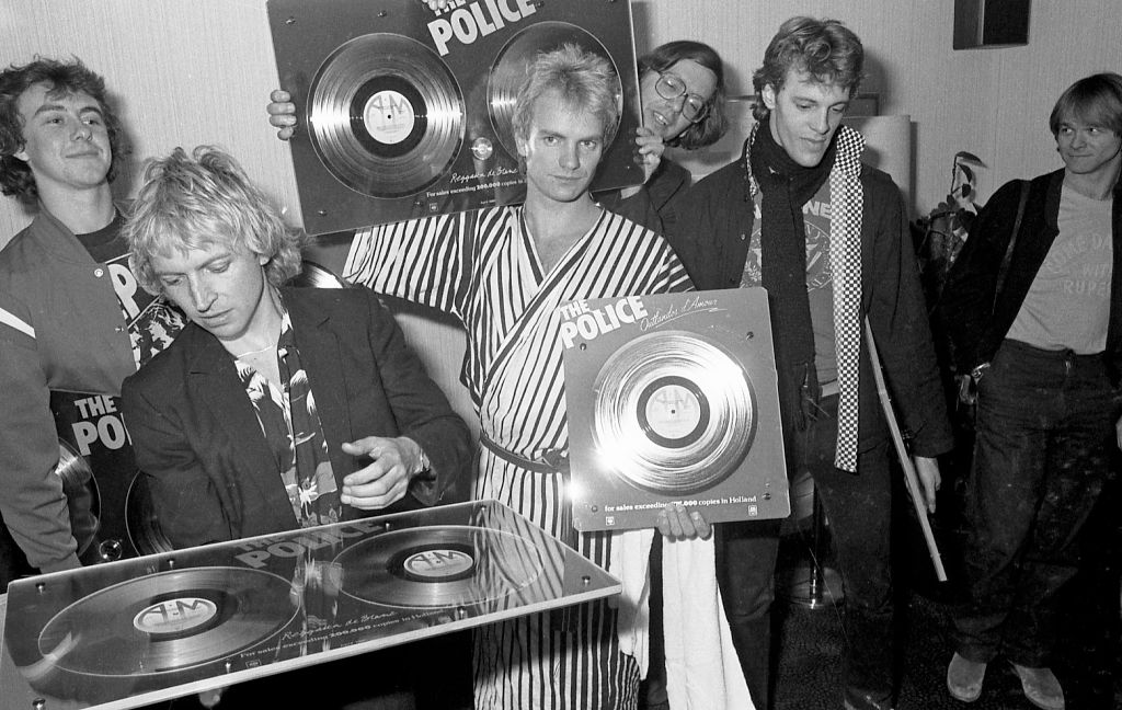 British rock group The Police members: Sting, Andy Summers, Stewart Copeland...