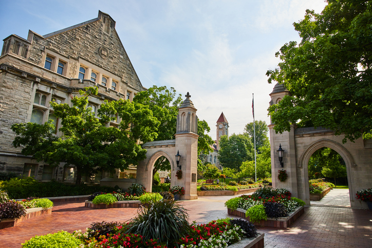 Entrance to college campus at Indiana University in Bloomington