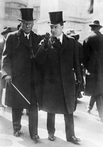 John D. Rockefeller Walks W/ Son; Junior