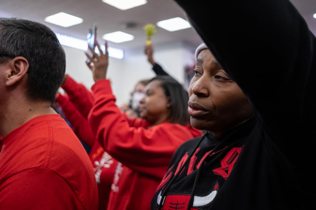 Striking UAW Members Hold Rally At Chicago Union Hall