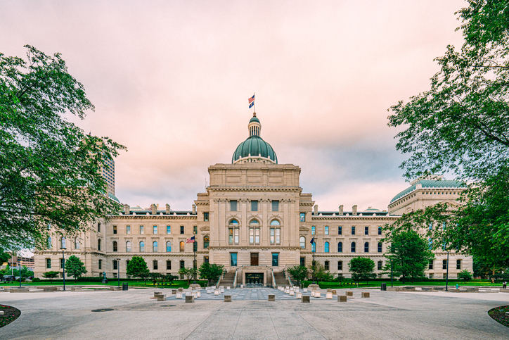Courtyard Entrance of the Indiana State Capitol building in Indianapolis, Indiana
