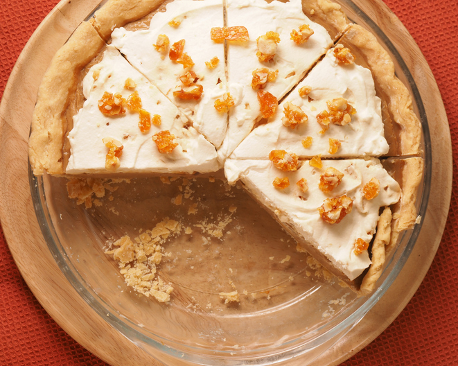 Butterscotch Cream Pie with caramel on topping