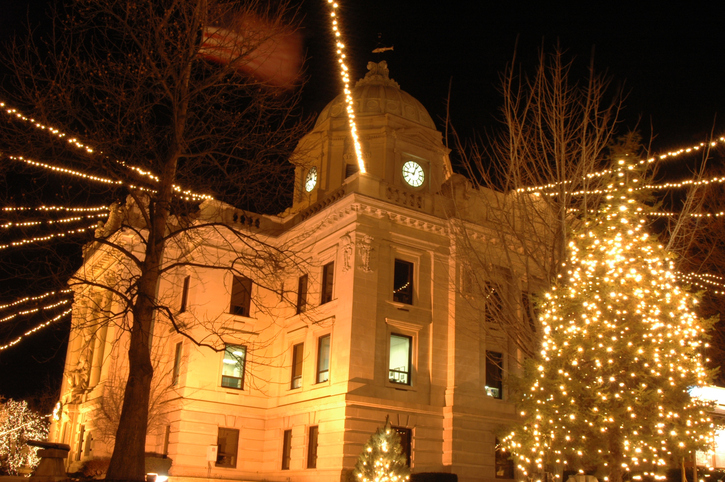 Bloomington Town Hall at Christmas