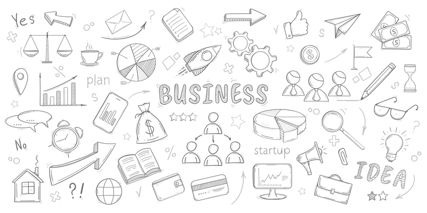 Business idea. Plan drawings business. Startup concept. Goal achievement. Vector illustration .