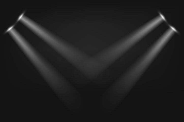 Illuminated stage with white projector. Abstract vector background