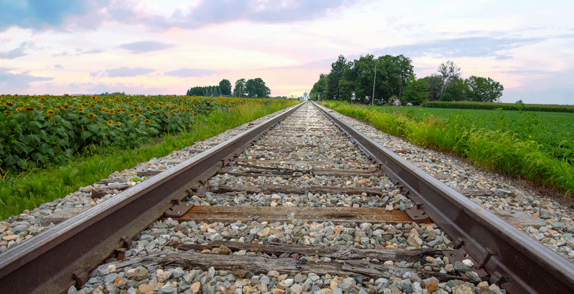 Railroad Tracks throught farm fields-Miami County, Indiana