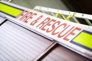 Fire and rescue, fire engine detail, ladder, fire engine