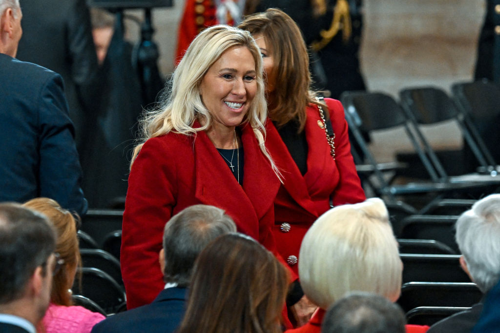 Representative Marjorie Taylor Greene of Georgia arrives for the inauguration